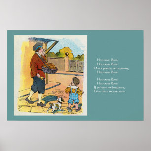 Hot-Cross-Buns, Mother Gans Kinderzimmer Rhyme Pic Poster