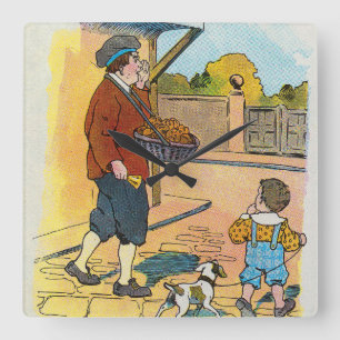 Hot-Cross-Buns, Mother Gans Kinderzimmer Rhyme Pic Quadratische Wanduhr