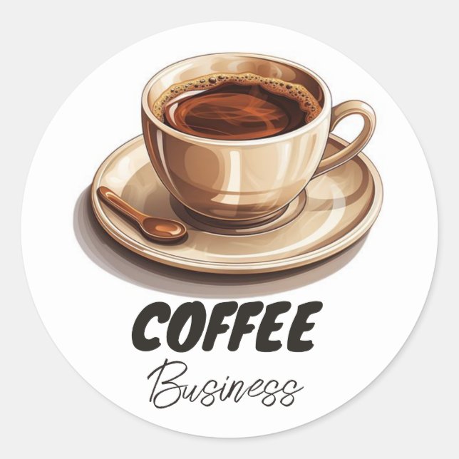 Hot-Cup-Café-Geschäft Runder Aufkleber (Vorderseite)