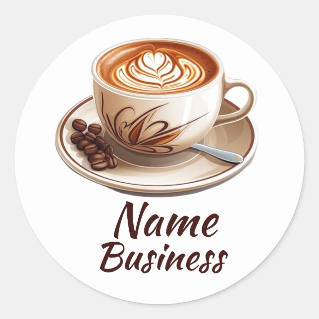 Hot-Cup-Café-Geschäft Runder Aufkleber (Vorderseite)