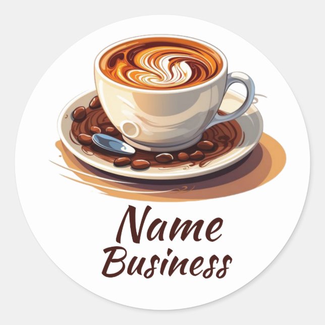 Hot-Cup-Café-Geschäft Runder Aufkleber (Vorderseite)