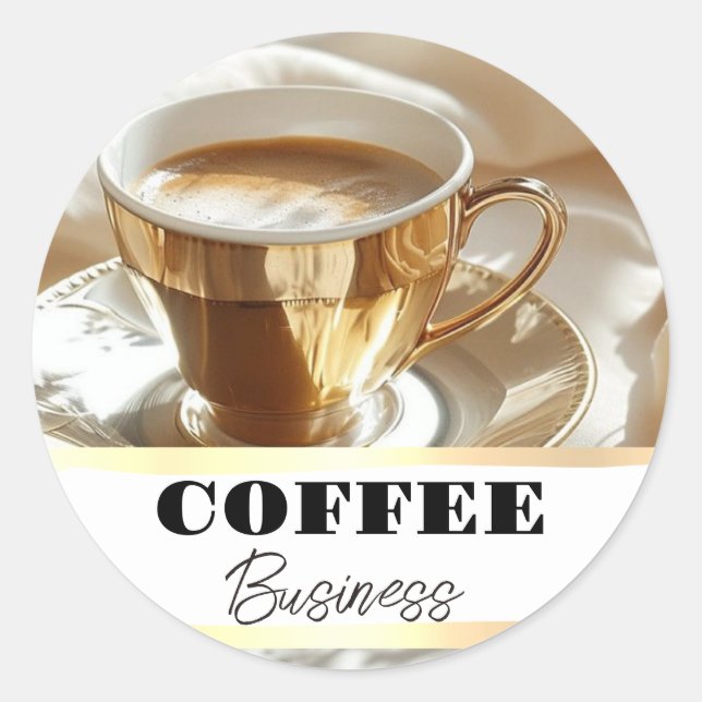 Hot-Cup-Café-Geschäft Runder Aufkleber (Vorderseite)