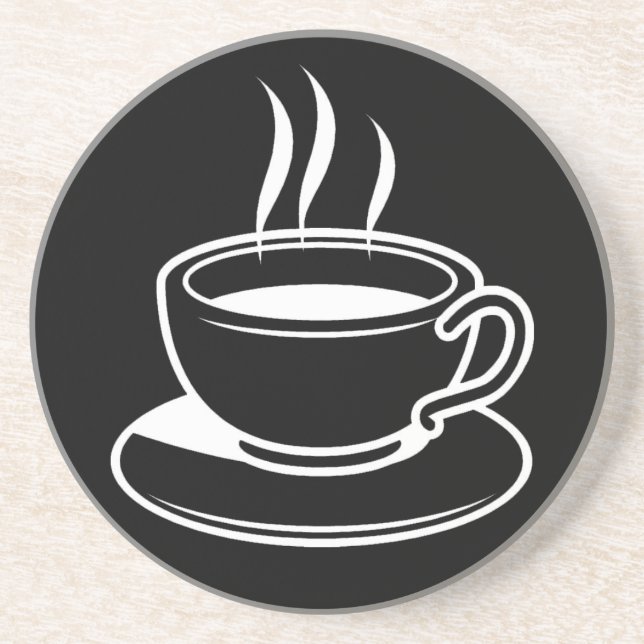 Hot Cup of Coffee - Schwarz Sandstein Untersetzer (Vorne)