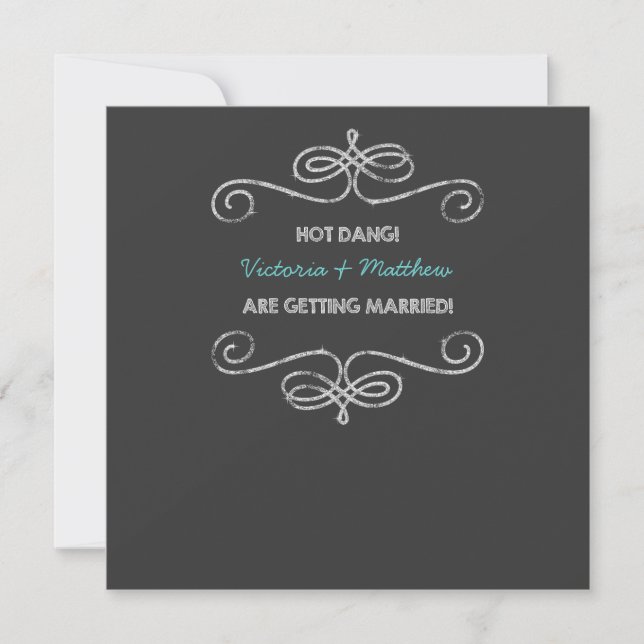 Hot Dang Vintag Chalkboard Wedding Einladung (Vorderseite)