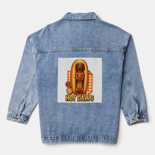 Hot Dawg Funny Dachshund Hot Dog Parody Cute Dog  Jeansjacke (Rückseite)