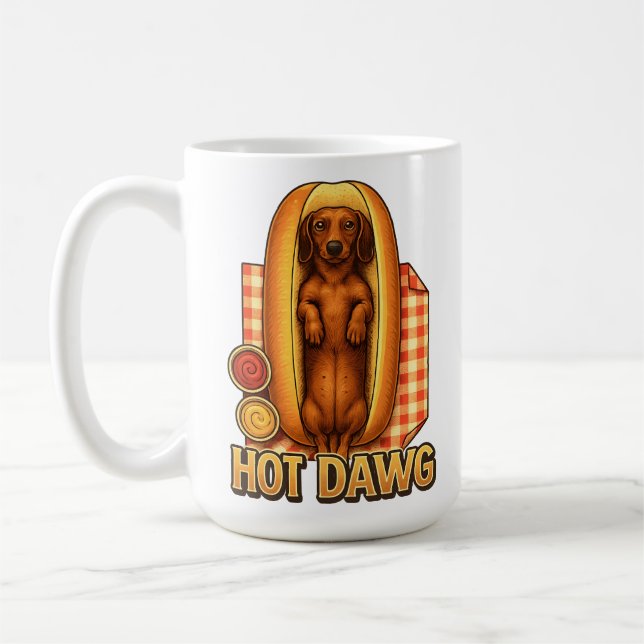 Hot Dawg Funny Dachshund Hot Dog Parody Cute Dog  Kaffeetasse (Links)