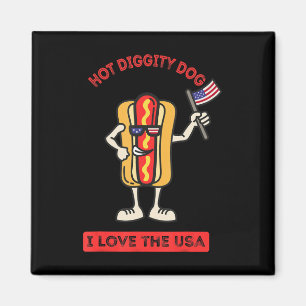 Hot Diggity Dog 4. Juli Patriotische GRILLEN Picni Magnet