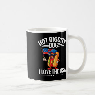 Hot Diggity Hund I Liebe USA Flag Hotdog 4. Kaffeetasse