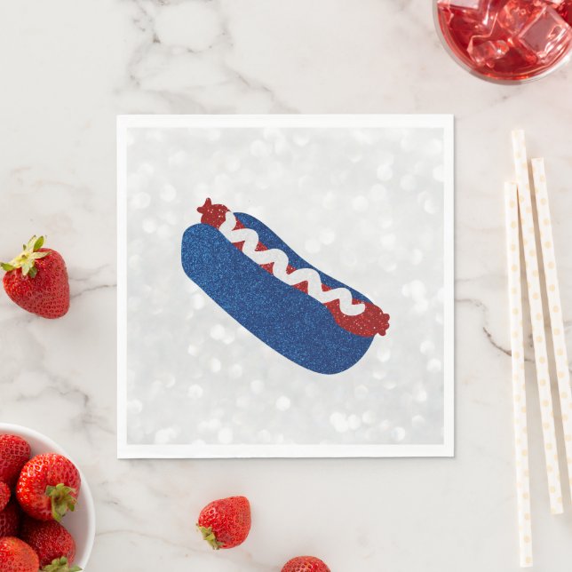 Hot Dog 4. Juli Glitzer Serviette (Beispiel)