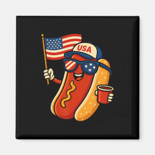 Hot Dog 4. Juli Lustig Patriotisch USA-Flagge Männ Magnet