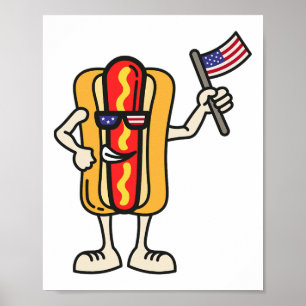 Hot Dog American Flag 4. Juli Patriotische Grillen Poster