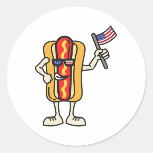Hot Dog Amerikanische Flagge 4. Juli Patriotischer Runder Aufkleber