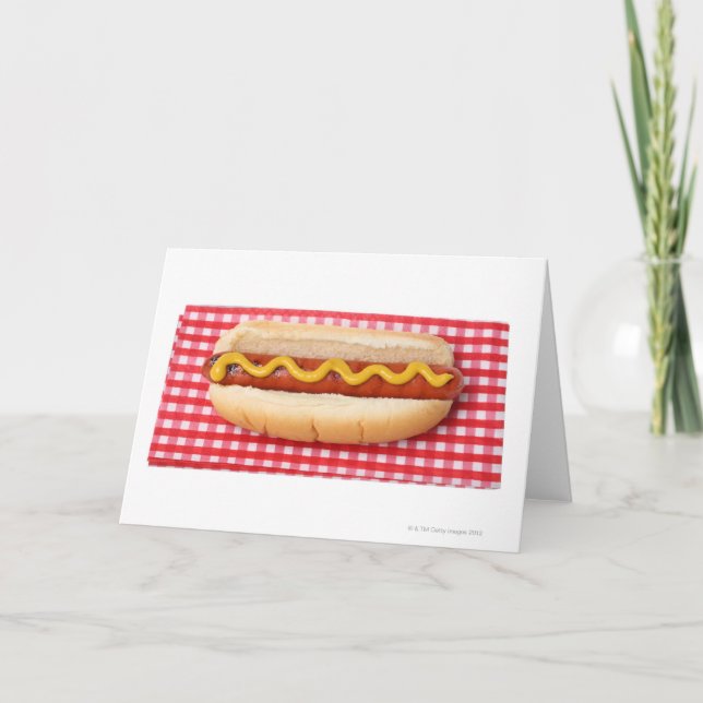 Hot Dog auf überprüfter Picnic-Tabelle Karte (Vorderseite)