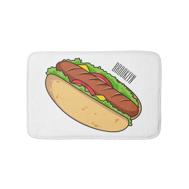 Hot Dog Cartoon Badematte (Vorderseite)