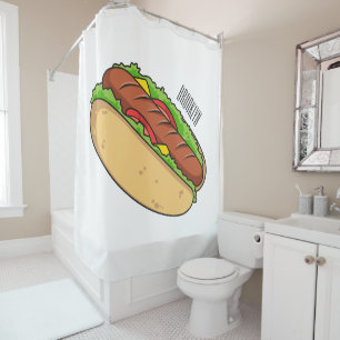 Hot Dog Cartoon Duschvorhang