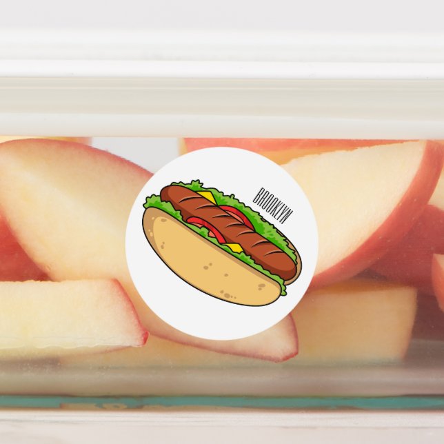 Hot Dog Cartoon Etiketten (Befestigt)