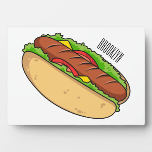 Hot Dog Cartoon Fotoplatte