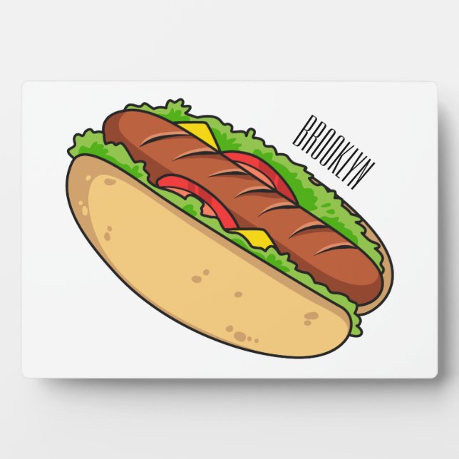 Hot Dog Cartoon Fotoplatte (Vorderseite)