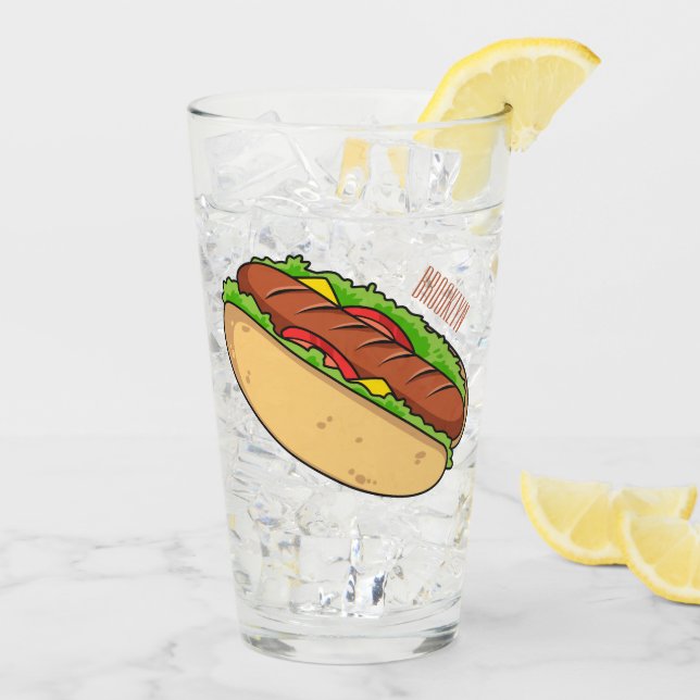 Hot Dog Cartoon Glas (Rückseite Ice)