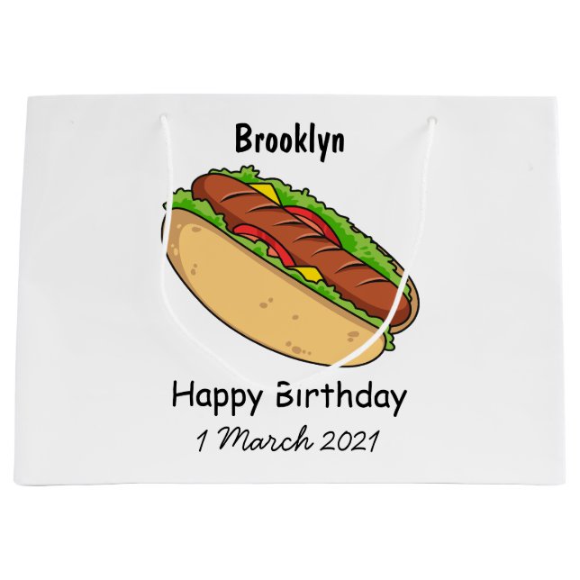 Hot Dog Cartoon Große Geschenktüte (Vorderseite)