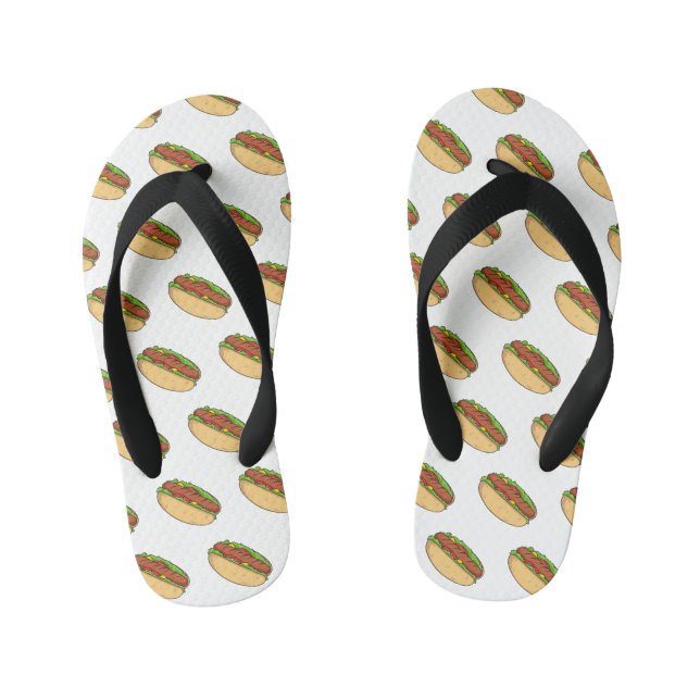 Hot Dog Cartoon Kinderbadesandalen (Fußbett)