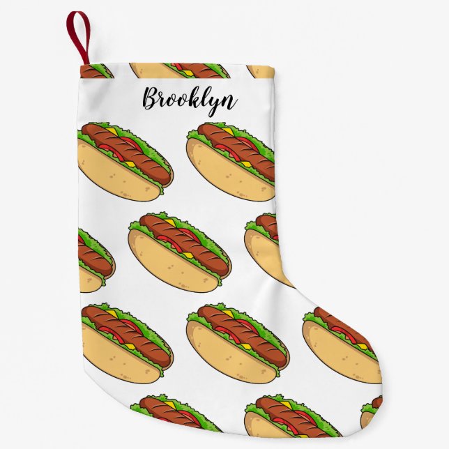 Hot Dog Cartoon Kleiner Weihnachtsstrumpf (Vorderseite)