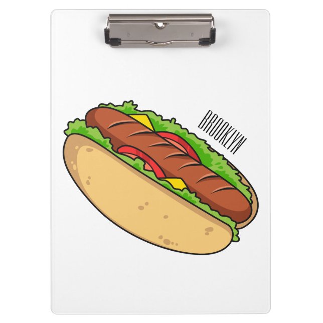 Hot Dog Cartoon Klemmbrett (Vorderseite)
