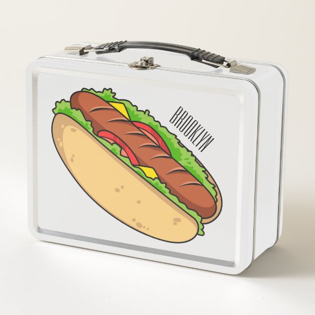 Hot Dog Cartoon Metall Brotdose (Vorderseite)