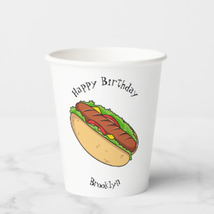 Hot Dog Cartoon Pappbecher