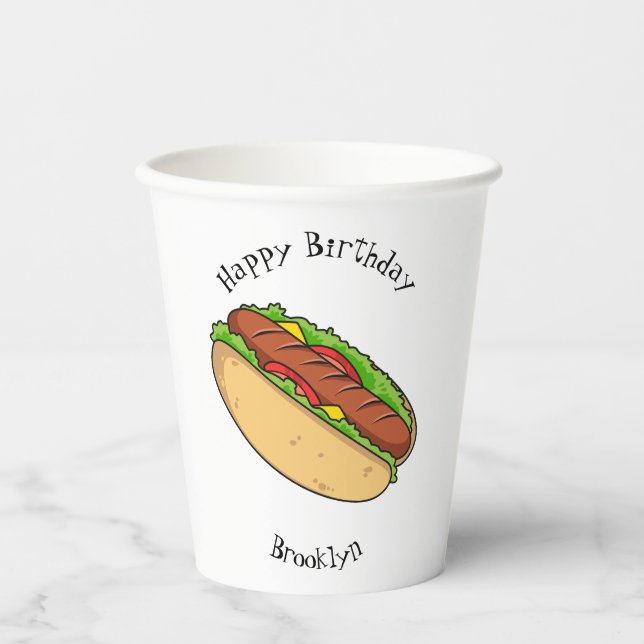 Hot Dog Cartoon Pappbecher (Vorderseite)