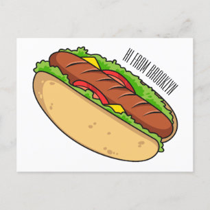 Hot Dog Cartoon Postkarte