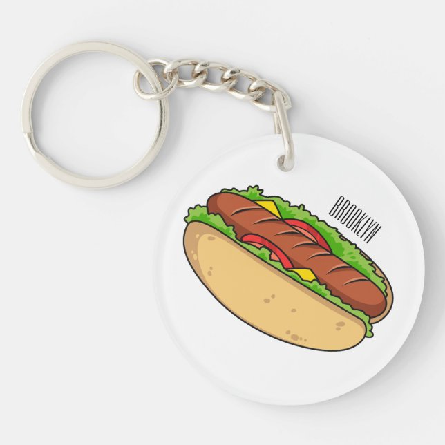 Hot Dog Cartoon Schlüsselanhänger (Vorderseite)