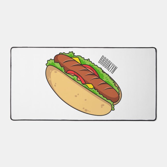 Hot Dog Cartoon Schreibtischunterlage (Vorderseite)