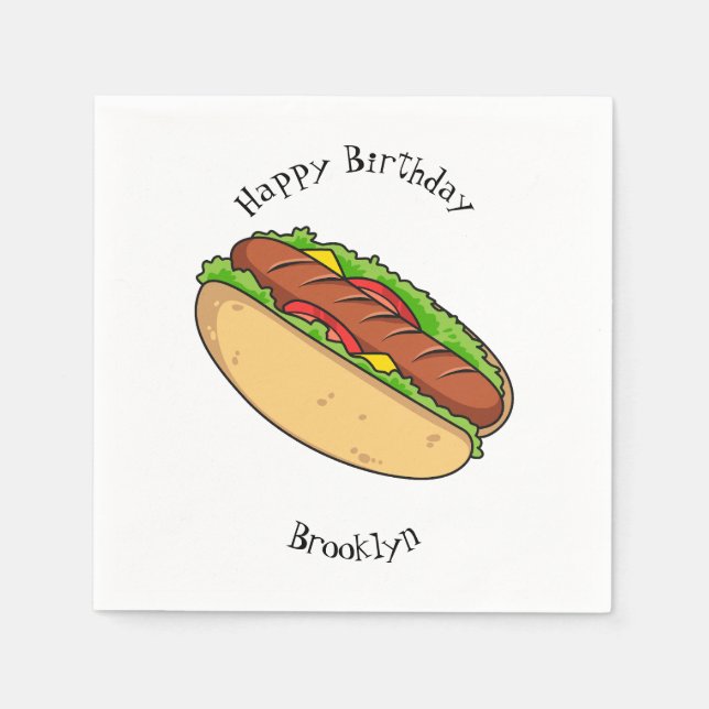 Hot Dog Cartoon Serviette (Vorderseite)