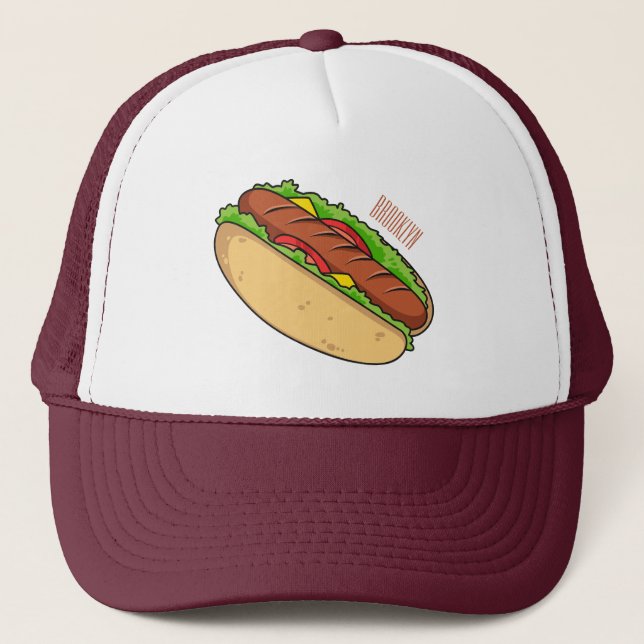 Hot Dog Cartoon Truckerkappe (Vorderseite)