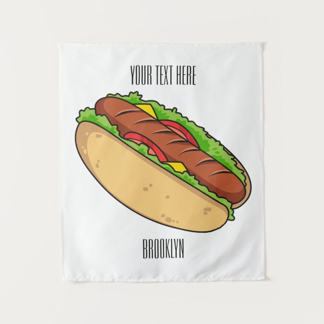 Hot Dog Cartoon Wandteppich (Vorderseite)