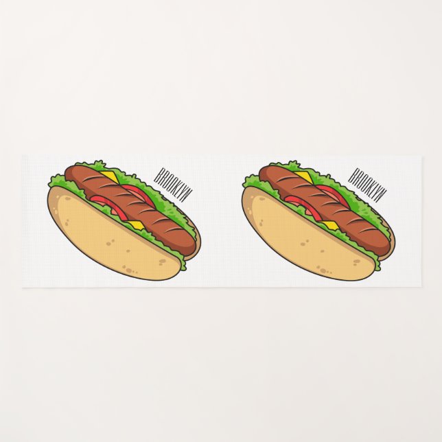 Hot Dog Cartoon Yogamatte (Vorderseite (Horizontal))