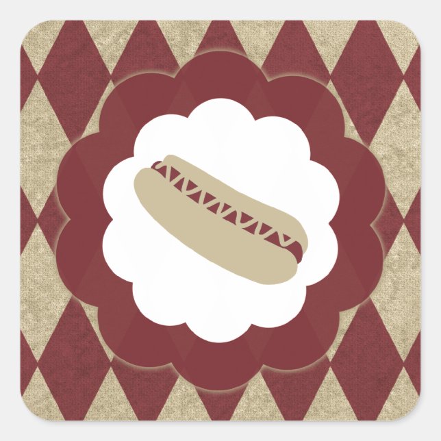 Hot Dog Diamanten Quadratischer Aufkleber (Vorderseite)