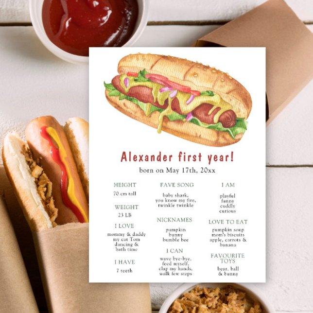 Hot Dog Erster Geburtstag Meilenstein Geburtstag Poster (Von Creator hochgeladen)