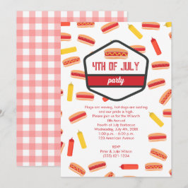 Hot Dog Fast Food 4. Juli GRILLEN Party Einladung