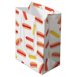Hot Dog Fast Food GRILLEN Muster Mittlere Geschenktüte