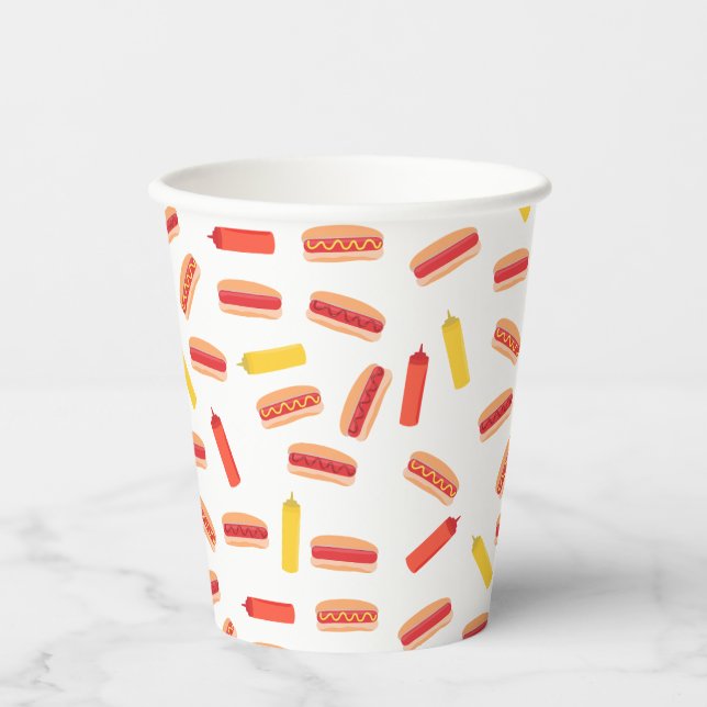 Hot Dog Fast Food GRILLEN Muster Pappbecher (Vorderseite)