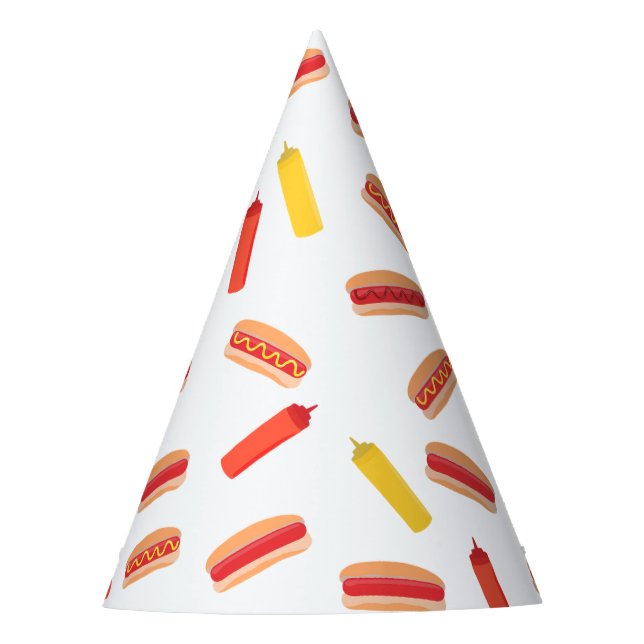 Hot Dog Fast Food GRILLEN Muster Partyhütchen (Vorderseite)