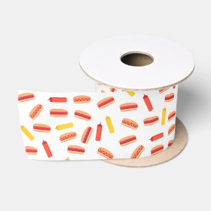 Hot Dog Fast Food GRILLEN Muster Satinband