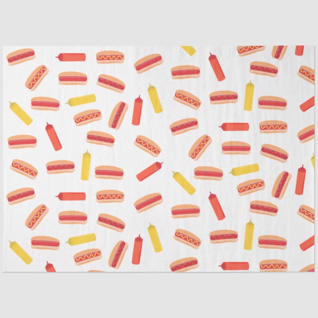 Hot Dog Fast Food GRILLEN Muster Seidenpapier (Vorderseite)