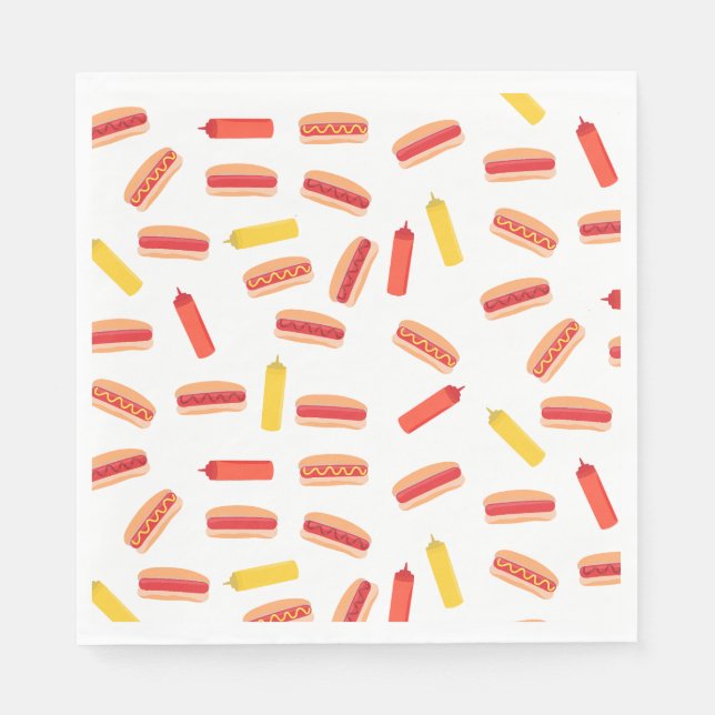 Hot Dog Fast Food GRILLEN Muster Serviette (Vorderseite)