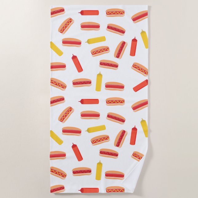 Hot Dog Fast Food GRILLEN Muster Strandtuch (Vorderseite)
