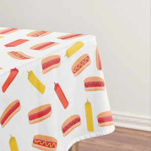 Hot Dog Fast Food GRILLEN Muster Tischdecke