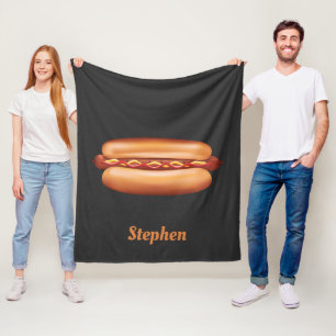 Hot-Dog-Fast-Food-Illustration mit individuellem N Fleecedecke