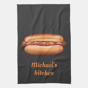Hot-Dog-Fast-Food-Illustration mit individuellem T Geschirrtuch